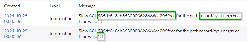 Slow ACL information under System Logs