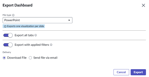 Dashboards Export to PDF and PPT