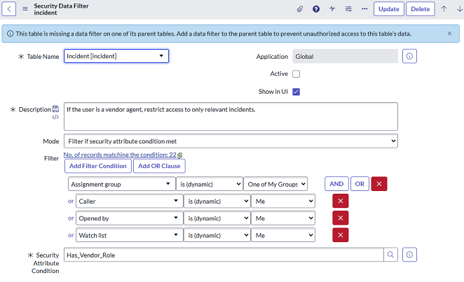 Security Data Filters